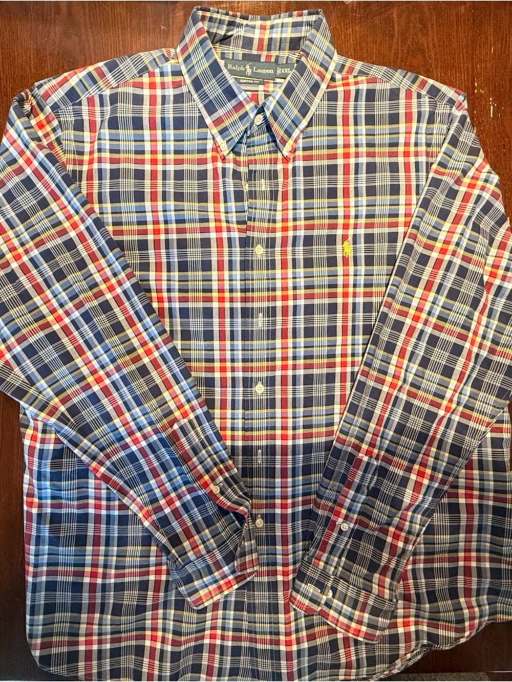 Ralph Lauren Red, Navy & White Plaid Button-Down Shirt